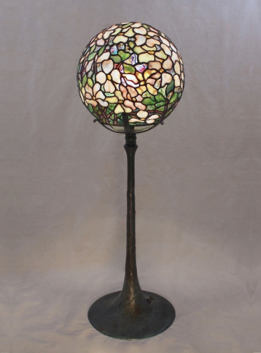 10" Dogwood Ball on Artichoke Trumpet Base - 30.5" Tall, Sold as Complete Lamp Only